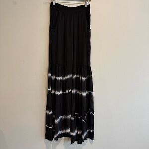 Suzy D Black and White Tie-Dye Pull On Pants Wide Leg Boho Beach Resort M